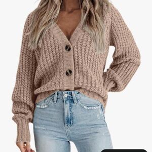 NWT Cozy Tan Knit Cardigan Sweater